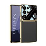 Per Samsung Galaxy S25 Ultra 5G GKK Plating TPU + Pelle Protezione Lente Copertura Totale Custodia per Telefono (Nero)