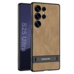 Per Samsung Galaxy S25 Ultra 5G GKK Triumph Custodia per telefono in pelle smerigliata ultra sottile con supporto (marrone)