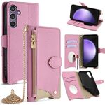 Per Samsung Galaxy S23 FE 5G Custodia a tracolla in pelle Litchi a coda di pesce con catena a tracolla (rosa)