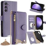 Per Samsung Galaxy S23 FE 5G Custodia a tracolla in pelle Litchi a coda di pesce con catena (viola)