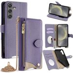 Per Samsung Galaxy S24 5G Custodia a tracolla in pelle Litchi a coda di pesce con catena a tracolla (viola)