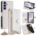 Per Samsung Galaxy S24+ 5G Custodia a tracolla in pelle Litchi a coda di pesce (bianca)