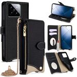 Per Xiaomi 14 Crossbody Chain Fishtail Litchi Custodia per telefono in pelle (nero)