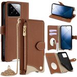 Per Xiaomi 14 Crossbody Chain Fishtail Litchi Custodia in pelle per telefono (marrone)