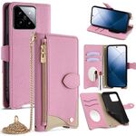 Per Xiaomi 14 Crossbody Chain Fishtail Litchi Custodia per telefono in pelle (rosa)