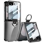 Per Samsung Galaxy Z Flip6 GKK Custodia per telefono con supporto ad anello per PC con finestra grande integrata (nero trasparente)