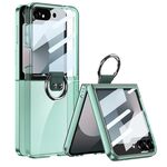 Per Samsung Galaxy Z Flip6 GKK Custodia per telefono con supporto ad anello per PC con finestra grande integrata (verde trasparente)