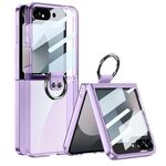 Per Samsung Galaxy Z Flip6 GKK Custodia per telefono con anello per PC con finestra grande integrata (viola trasparente)