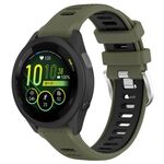 Per Garmin Forerunner 265S 18mm Cinturino sportivo in silicone con fibbia in acciaio bicolore (verde militare + nero)