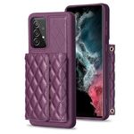 Per Samsung Galaxy A52 4G / 5G Custodia a portafoglio orizzontale in pelle romboidale (viola scuro)