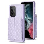 Per Samsung Galaxy A54 5G Custodia a portafoglio orizzontale in pelle rombica (viola)