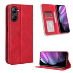 Per Realme V30 / V30t 5G Custodia per cellulare in pelle con texture retrò con fibbia magnetica (rosso)