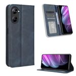 Per Realme V30 / V30t 5G Custodia per telefono in pelle con texture retrò con fibbia magnetica (blu)