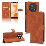Per Huawei Enjoy 60X Custodia per telefono in pelle con vibrazione magnetica Skin Feel (marrone)