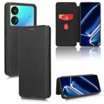 Per Realme GT Neo5 SE Custodia per cellulare in pelle con struttura in fibra di carbonio (nera)