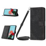 Per Nokia G10/G20/G300 Skin Feel Custodia in pelle con motivo a strisce con cordino (nero)