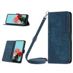 Per Nokia G11/G21 Skin Feel Custodia in pelle con motivo a strisce con cordino (blu)