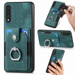 Per Samsung Galaxy A50 Custodia a portafoglio con scheda ad anello retro skin-feel (verde)