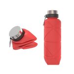 Bicchiere da 700 ml in silicone per esterni, pieghevole, telescopico, da viaggio, con moschettone (rosso)