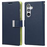 Per Samsung Galaxy S25+ 5G GOOSPERY RICH DIARY Custodia per telefono in pelle con texture Crazy Horse (blu)