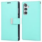 Per Samsung Galaxy S25+ 5G GOOSPERY RICH DIARY Custodia per telefono in pelle con texture Crazy Horse (verde menta)