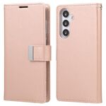 Per Samsung Galaxy S25+ 5G GOOSPERY RICH DIARY Custodia per telefono in pelle con texture Crazy Horse (oro rosa)