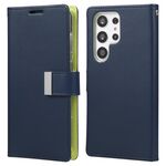 Per Samsung Galaxy S25 Ultra 5G GOOSPERY RICH DIARY Custodia per telefono in pelle con texture Crazy Horse (blu)