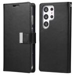 Per Samsung Galaxy S25 Ultra 5G GOOSPERY RICH DIARY Custodia per telefono in pelle con texture Crazy Horse (nera)