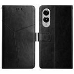 Per Samsung Galaxy S25 Edge 5G Custodia per telefono in pelle con motivo a forma di Y (nero)
