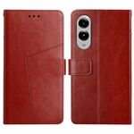 Per Samsung Galaxy S25 Edge 5G Custodia per telefono in pelle con motivo a forma di Y (marrone)