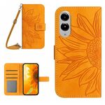 Per Samsung Galaxy S25 Edge 5G Custodia in pelle con stampa a fiore di sole e cordino (giallo)