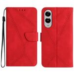 Per Samsung Galaxy S25 Edge 5G Custodia per telefono in pelle goffrata con cuciture (rosso)