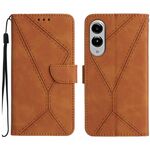Per Samsung Galaxy S25 Edge 5G Custodia per telefono in pelle goffrata con cuciture (marrone)