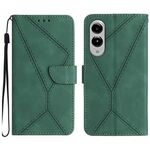 Per Samsung Galaxy S25 Edge 5G Custodia per telefono in pelle goffrata con cuciture (verde)