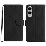 Per Samsung Galaxy S25 Edge 5G Custodia per telefono in pelle goffrata con cuciture (nero)