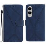 Per Samsung Galaxy S25 Edge 5G Custodia per telefono in pelle goffrata con cuciture (blu)