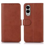 Per Samsung Galaxy S25 Edge 5G Custodia per telefono in pelle con texture di mucca (marrone)