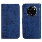 Per Samsung Galaxy S25 Edge 5G Custodia in pelle con motivo a farfalla in rilievo (blu)