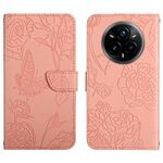 Per Samsung Galaxy S25 Edge 5G Custodia in pelle con motivo a farfalla in rilievo (rosa)