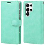 Per Samsung Galaxy S25 Ultra 5G GOOSPERY MANSOOR DIARY Custodia in pelle con 9 slot per schede (verde menta)