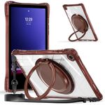 Per Samsung Galaxy Tab A9+ Custodia per tablet in TPU ibrida trasparente per PC con maniglia ad anello rotante (cioccolato)