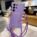 Per Samsung Galaxy S22 Ultra 5G Liquid TPU Card Bag Custodia antiurto per telefono a quattro angoli (viola)