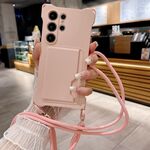Per Samsung Galaxy S22 Ultra 5G Liquid TPU Card Bag Custodia antiurto per telefono a quattro angoli (rosa)