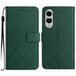 Per Samsung Galaxy S25 Edge 5G Custodia per telefono in pelle con trama a griglia rombica (verde)