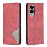 Per Samsung Galaxy S25 Edge 5G Custodia magnetica in pelle con trama a rombo (rosso)