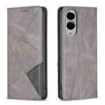 Per Samsung Galaxy S25 Edge 5G Custodia magnetica in pelle con trama a rombo (grigio)