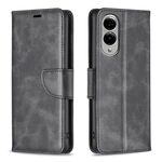 Per Samsung Galaxy S25 Edge 5G Custodia per telefono in pelle di agnello con texture a flip di colore puro (nero)