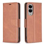 Per Samsung Galaxy S25 Edge 5G Custodia per telefono in pelle di agnello con texture a flip di colore puro (marrone)