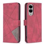 Per Samsung Galaxy S25 Edge 5G Custodia per telefono in pelle con fibbia magnetica e trama a rombi (rosso)