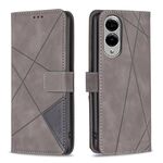 Per Samsung Galaxy S25 Edge 5G Custodia per telefono in pelle con fibbia magnetica e trama a rombi (grigio)
